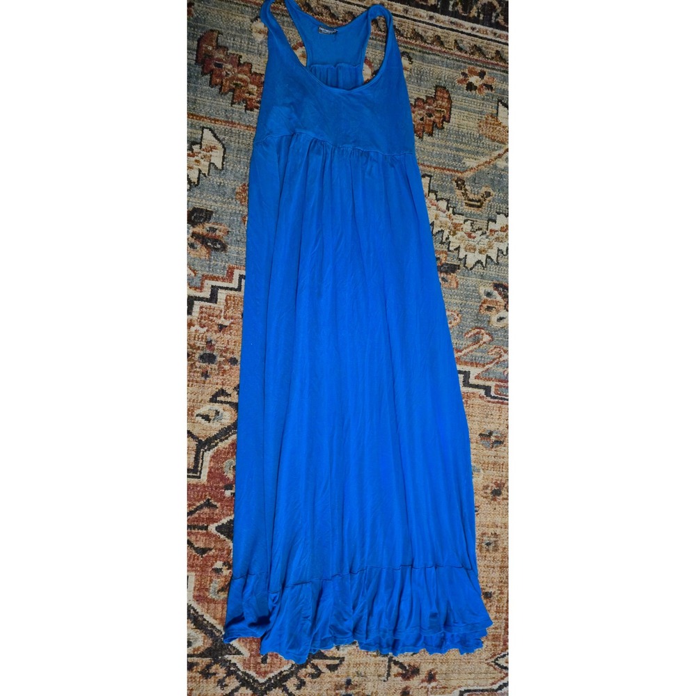 Earthbound Trading Co‎ Blue Racerback Maxi Dress Ruffle Hem Empire Waist Boho L